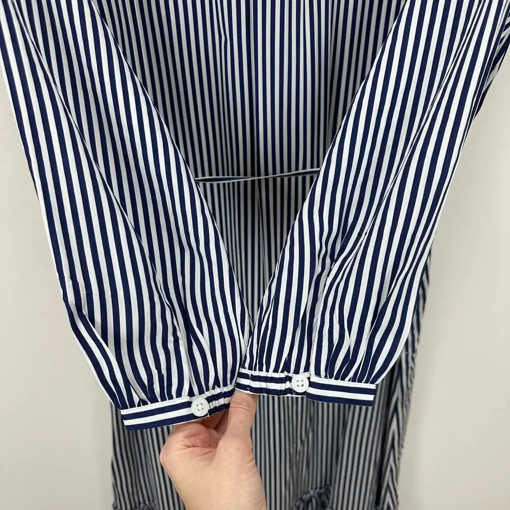 J.Crew Long Amelia Shirt Dress Striped Drapey Viscose Twill Nautical XXS NWT